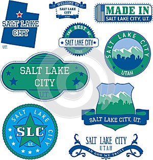 Generic stamps and signs of Salt Lake City, UT