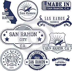 Generic stamps and signs of San Ramon city, CA