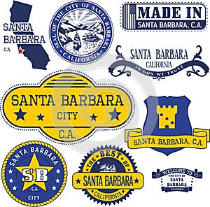 Generic stamps and signs of Santa Barbara city, CA