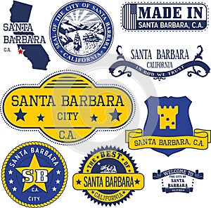 Generic stamps and signs of Santa Barbara city, CA photo