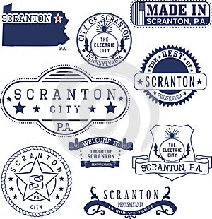Generic stamps and signs of Scranton city, PA