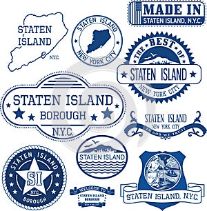 Generic stamps and signs of Staten Island borough, NYC photo