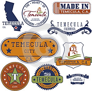 Generic stamps and signs of Temecula city, CA