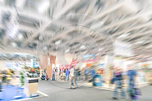 Generic trade show stand with blurred zoom defocusing