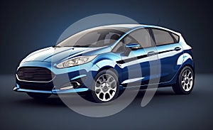 A generic unbranded blue city car, generative ai illustration