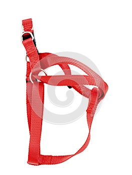 Generic, unbranded red dog harness, isolated on white.