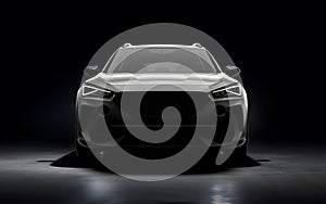 Generic and unbranded sport car on a dark background, 3D illustration