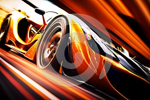 Generic and unbranded sport car run in an abstract image, generative ai illustration