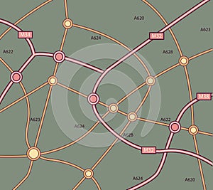 Generic vector road map with highways an local roads