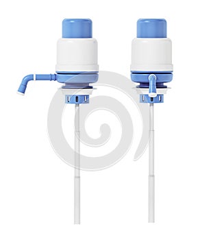 Generic water container pumps isolated on white background. 3D illustration