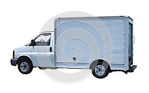 Generic white moving truck van isolated on white background