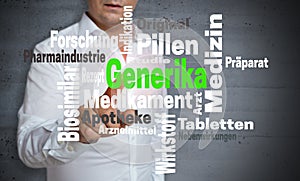 Generika in german Generic wordcloud touchscreen is operated b