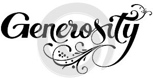 Generosity - custom calligraphy text