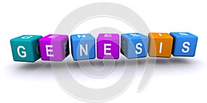 Genesis word block on white