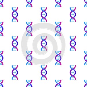 Genetic abstract concept. Vector color flat illustration. Seamless pattern of blue gradient DNA helix sign isolated on white