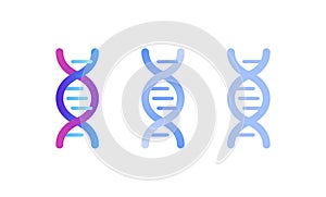 Genetic abstract concept. Vector color flat illustration. Set of DNA helix sign isolated on white background. Blue pink gradient.