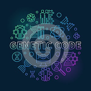 Genetic Code vector round colored outline illustration