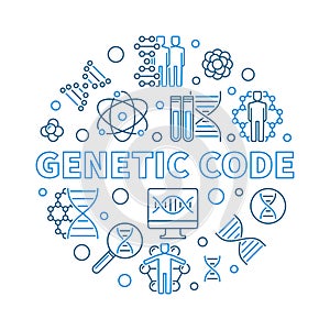 Genetic Code vector round illustration in thin line style