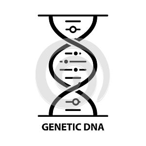 genetic dna icon, black vector sign with editable strokes, concept illustration