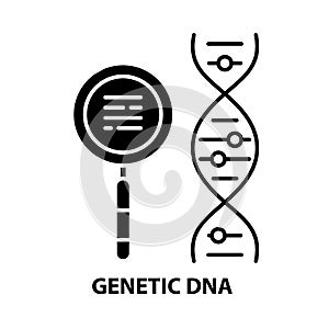genetic dna icon, black vector sign with editable strokes, concept illustration