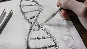 Genetic Elegance: A Pencil Rendering of DNA& x27;s Double Helix