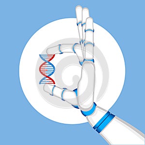 Genetic engineering concept with robot hand