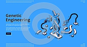 Genetic engineering landing page, dna projection