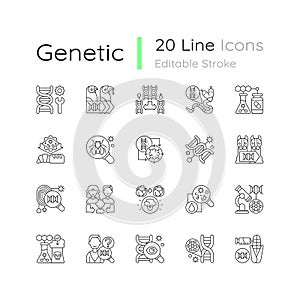 Genetic engineering linear icons set