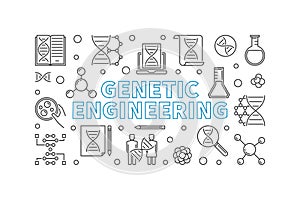 Genetic Engineering outline vector banner or illustration