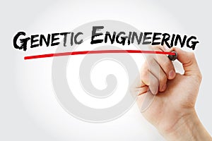 Genetic Engineering text with marker photo