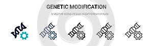 Genetic modification icon in filled, thin line, outline and stroke style. Vector illustration of two colored and black genetic