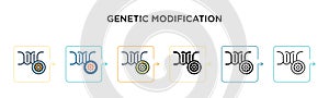 Genetic modification vector icon in 6 different modern styles. Black, two colored genetic modification icons designed in filled,