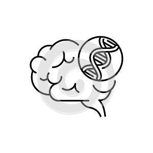 Genetic predisposition dementia line black icon. The disease is inherited. Sign for web page, mobile app, button, logo. Editable photo