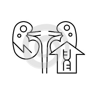 genetic predisposition, kidney problem, Causes, line editable icon