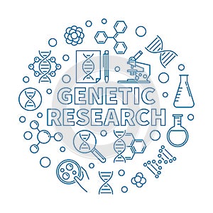 Genetic Research vector round biology linear illustration