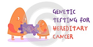 Genetic testing for hereditary cancer. DNA test landscape poster