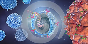 Genetically engineered chimeric antigen receptor immune cell with implanted gene strain - 3d illustration