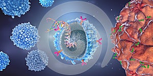 Genetically engineered chimeric antigen receptor immune cell with implanted gene strain - 3d illustration photo