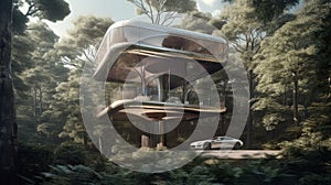 Genetically Engineered Tree: Home to High-Tech Glass Treehouse and Eco-Friendly Supercar