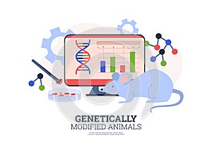 Genetically modified animals breeding, flat vector illustration isolated.