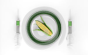Genetically modified corn on a white background 3d