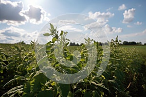 genetically modified crops growing in field farm