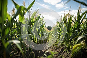 genetically modified crops growing in field farm