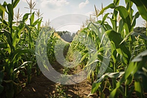 genetically modified crops growing in field farm