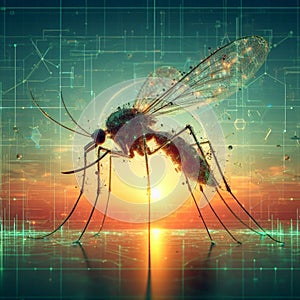 genetically modified macro closeup of nano robot engineered weapon mosquito in action concept design