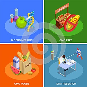 Genetically Modified Organisms Isometric Concept