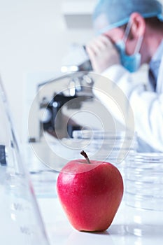 Genetically modified red apple photo
