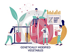 Genetically modified vegetables, vector concept for web banner, website page