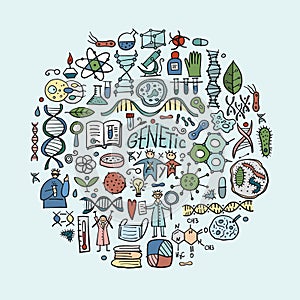 Genetics, chemistry, biology icons set for your design