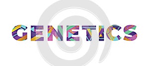 Genetics Concept Retro Colorful Word Art Illustration